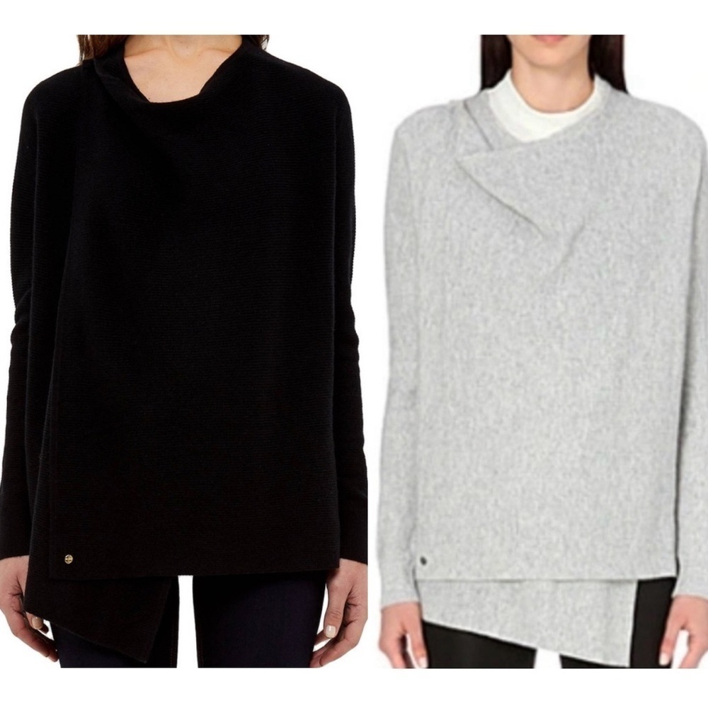 Ted Baker Jenee Sweater Black Wool Wrap Cardigan 0-2 Quiet Luxury Chic Classic